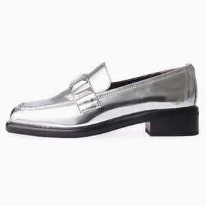 Rag & Bone Maxwell Leather Silver Loafers Size 8.5